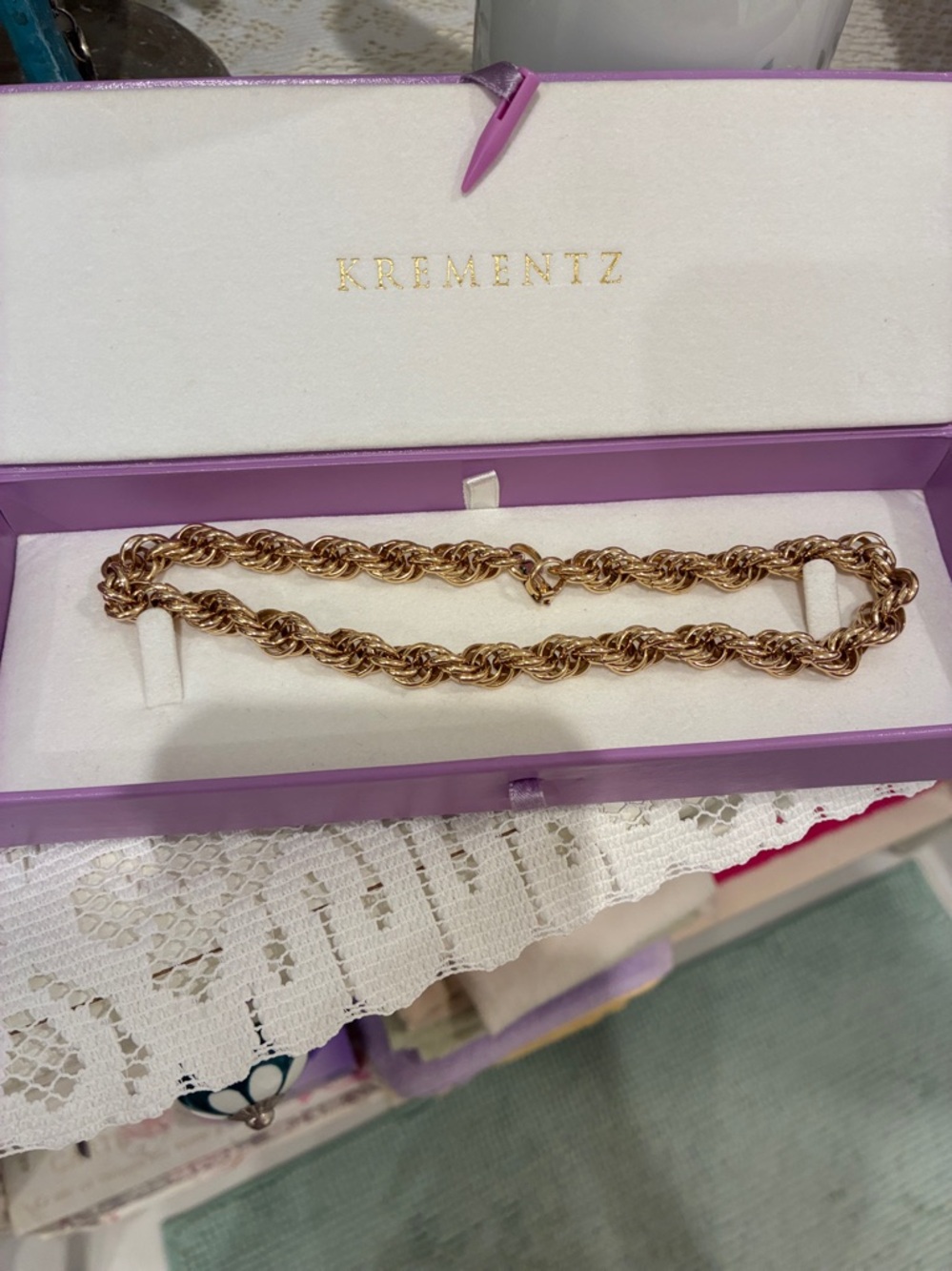 Krementz 1940’s Gold-Tone Women's Entwined Rope 14” Choker Necklace